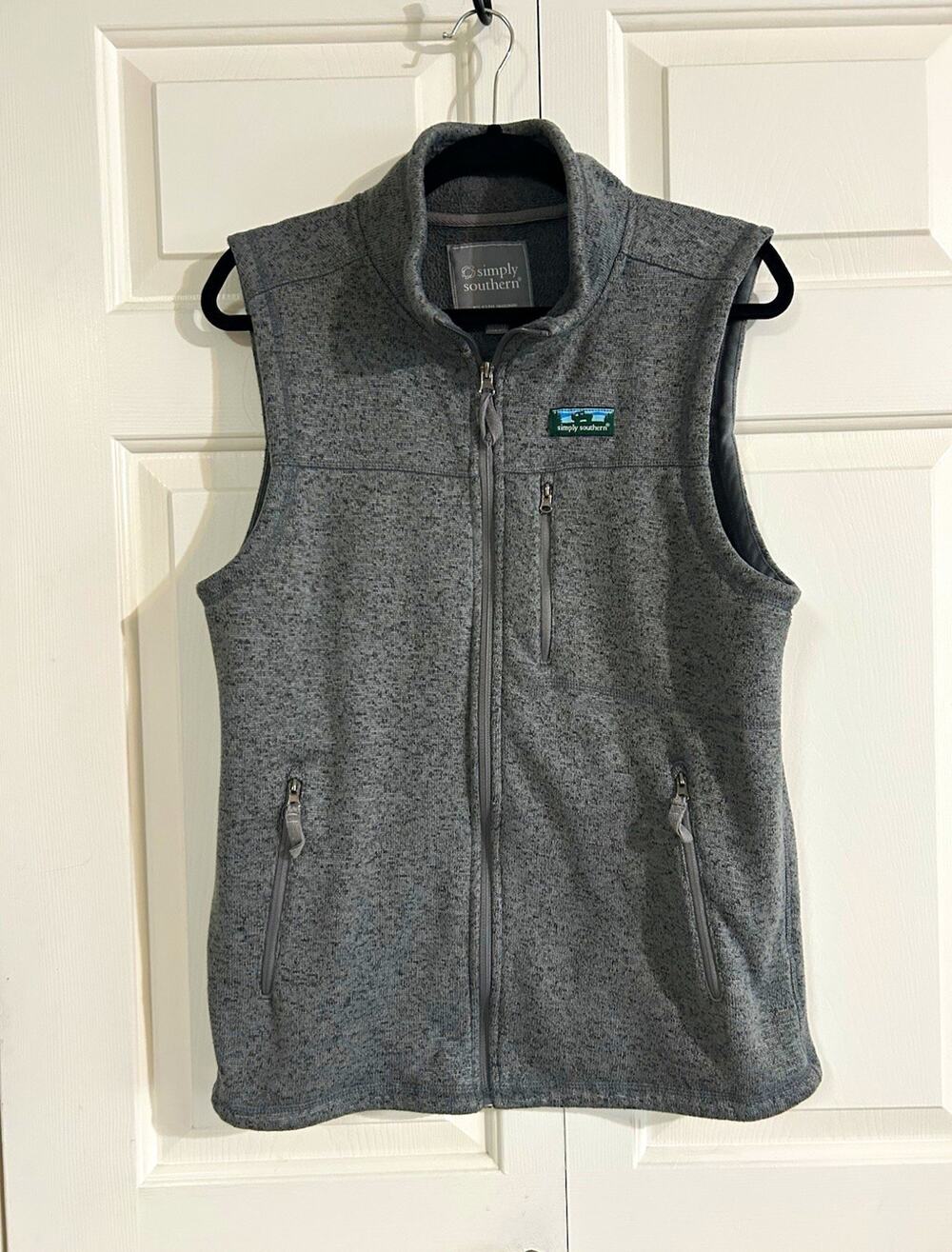 Simply Southern Full-Zip Vest w/ Pockets & Logo - Gray - Women's Size M